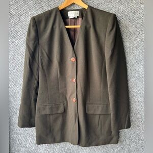 Liz Claiborne Dark Olive Blazer with Brown Buttons